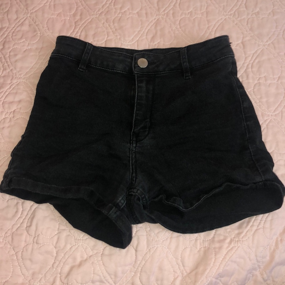 Black high waisted denim shorts